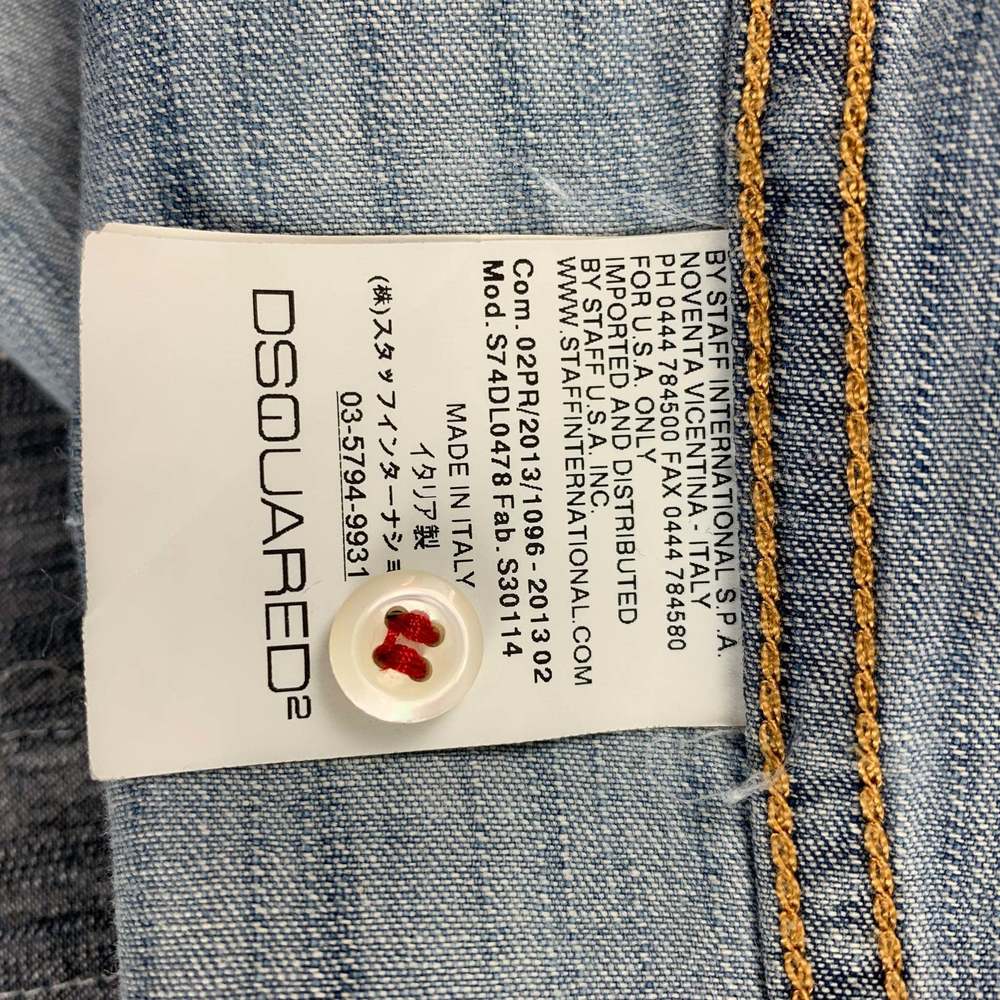 DSQUARED2 Blue Distressed Cotton Denim Long Sleeve Shirt - Picture 5 of 6